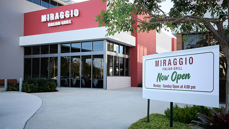 Miraggio Italian Grill Opens on the Intracoastal Waterway